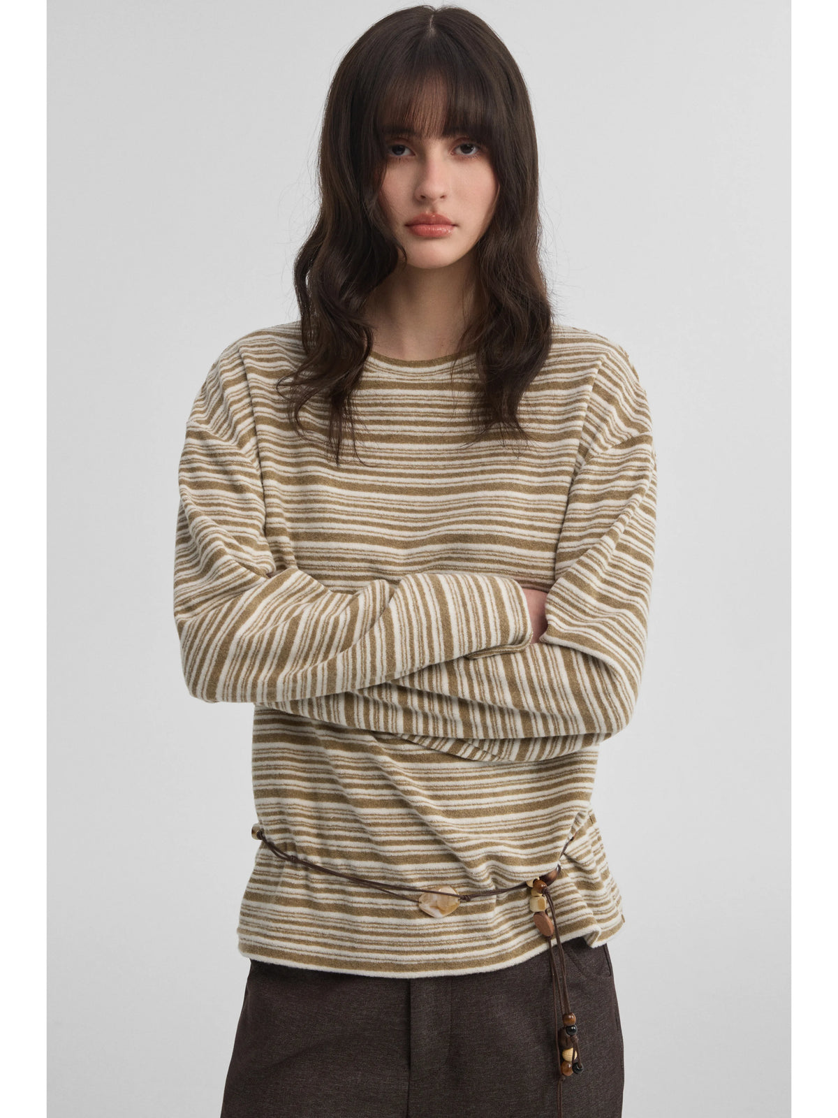 STRIPED FLEECE LONG SLEEVE TOP 3