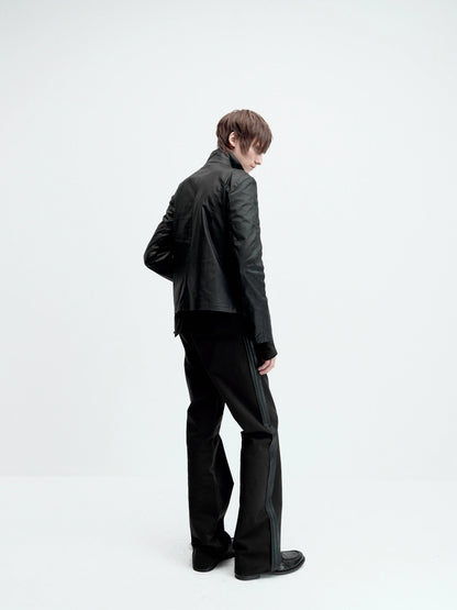FLARED LEATHER POCKET TROUSERS