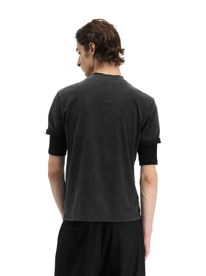 EMBROIDERED RIBBED TEE