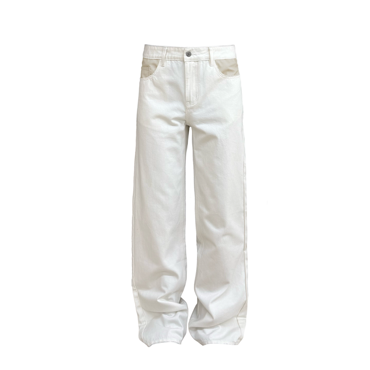 LEATHER-TRIM SLIM JEANS