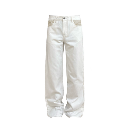 LEATHER-TRIM SLIM JEANS