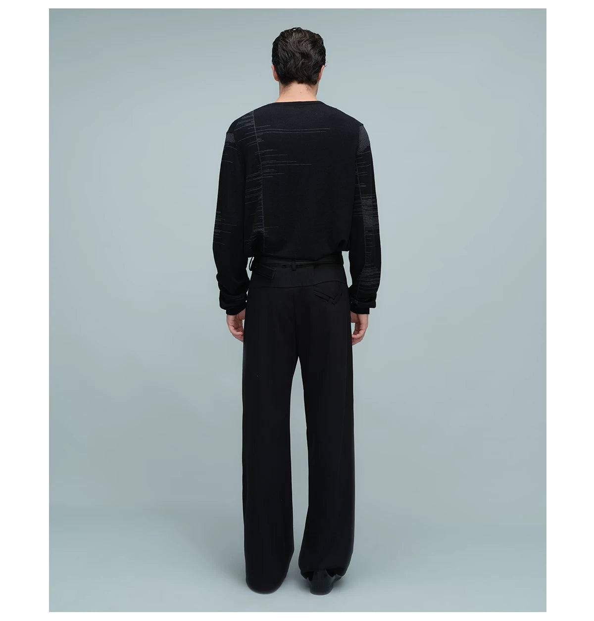 WOVEN WAIST STRAIGHT TROUSERS ブラック