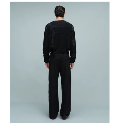 WOVEN WAIST STRAIGHT TROUSERS ブラック