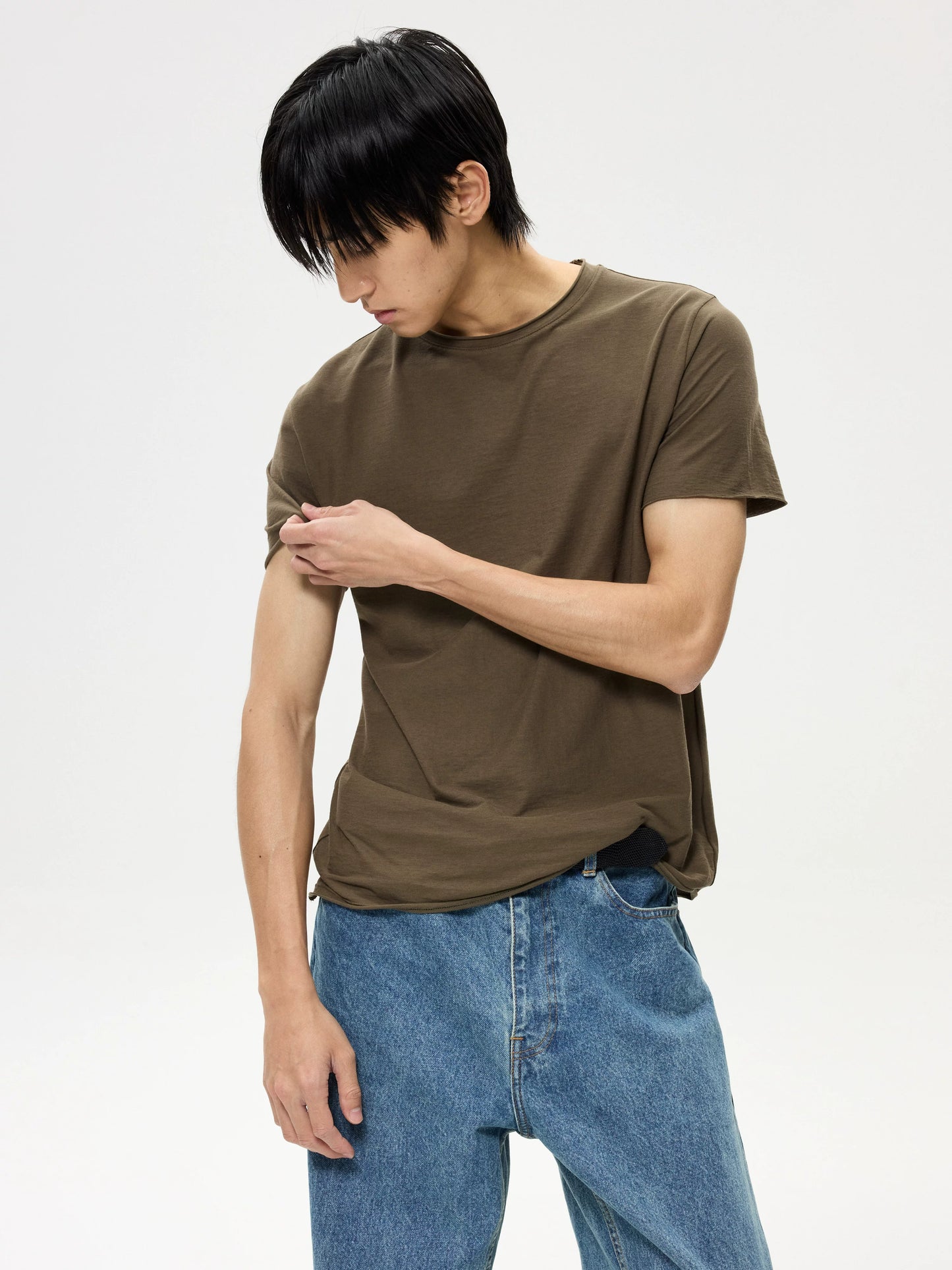COZY SHEER ROLLED-CUFF TEE