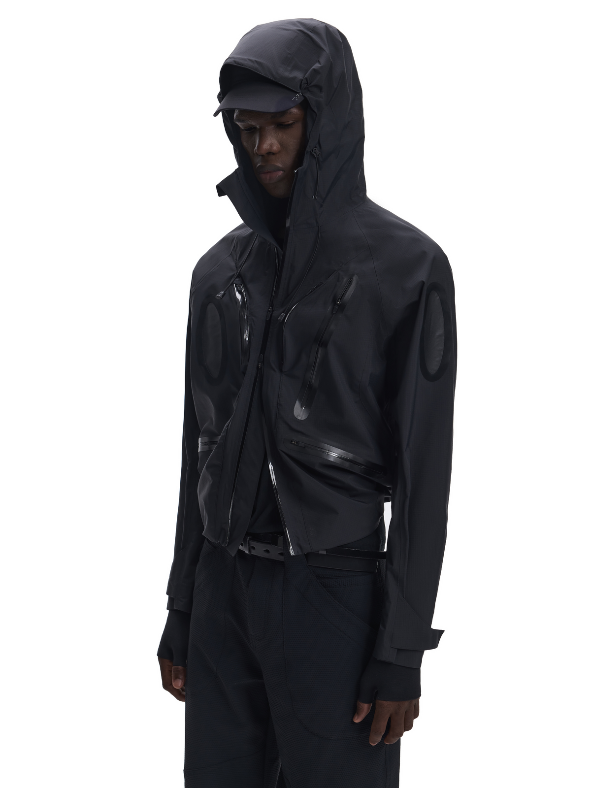 CURVED SEE-THROUGH WINDBREAKER JACKET