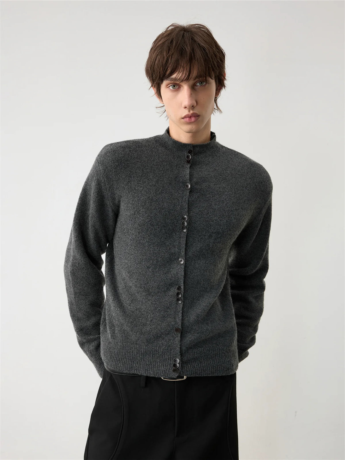 THICKENED HALF-TURTLENECK CARDIGAN