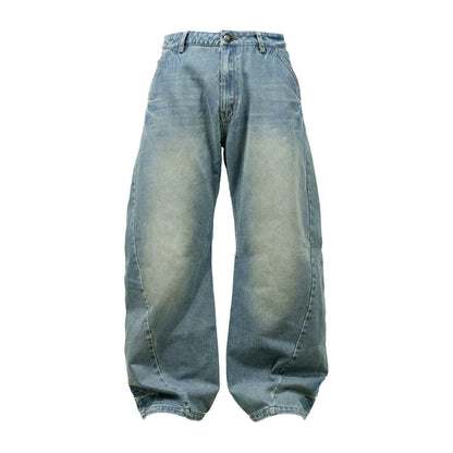 TWO-TONE TWISTED DENIM PANTS