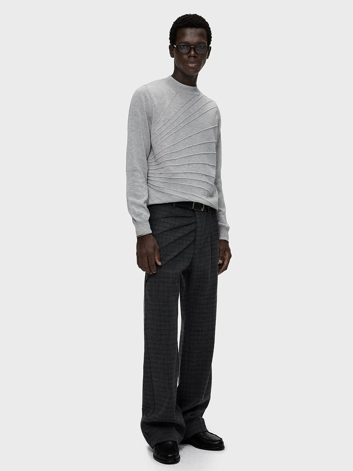 RADIATING PLEAT CHECK TROUSERS 16