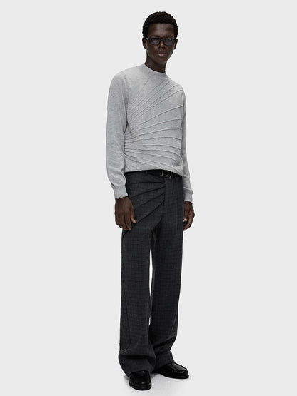 RADIATING PLEAT CHECK TROUSERS 16