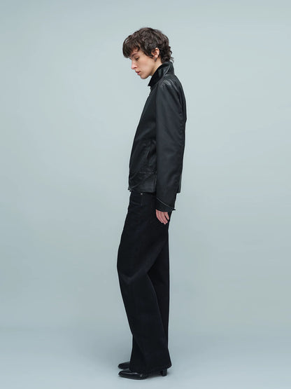 WAXED BUCKLE HEM JACKET ブラック