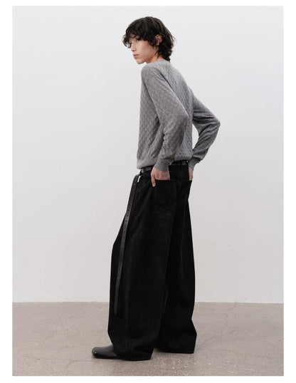 DISTRESSED BLACK DENIM PANTS