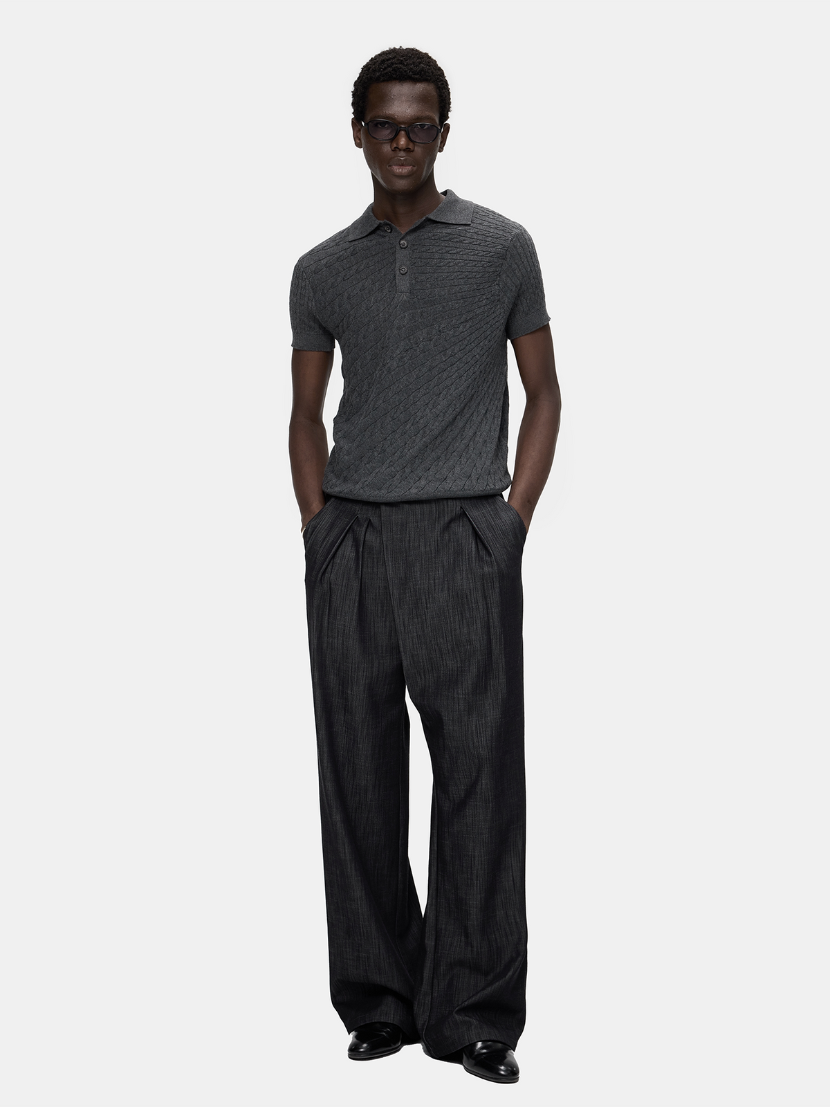 DENIM LOOK SLUB STRAIGHT TROUSERS 15