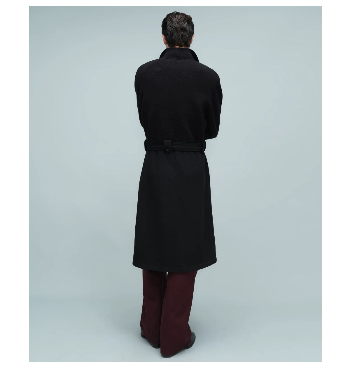 KNIT PANEL LONG COAT ブラック