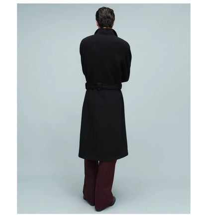 KNIT PANEL LONG COAT ブラック