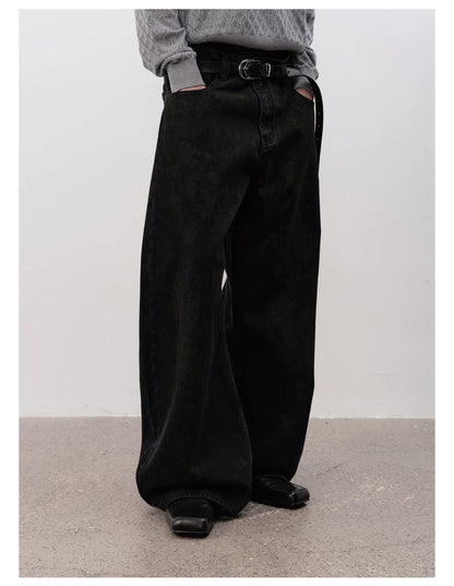 DISTRESSED BLACK DENIM PANTS