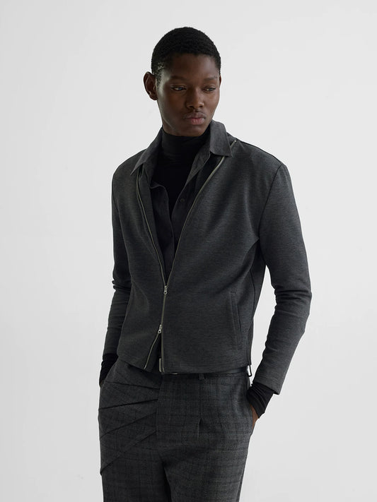 SHAWL COLLAR ZIP CARDIGAN グレー