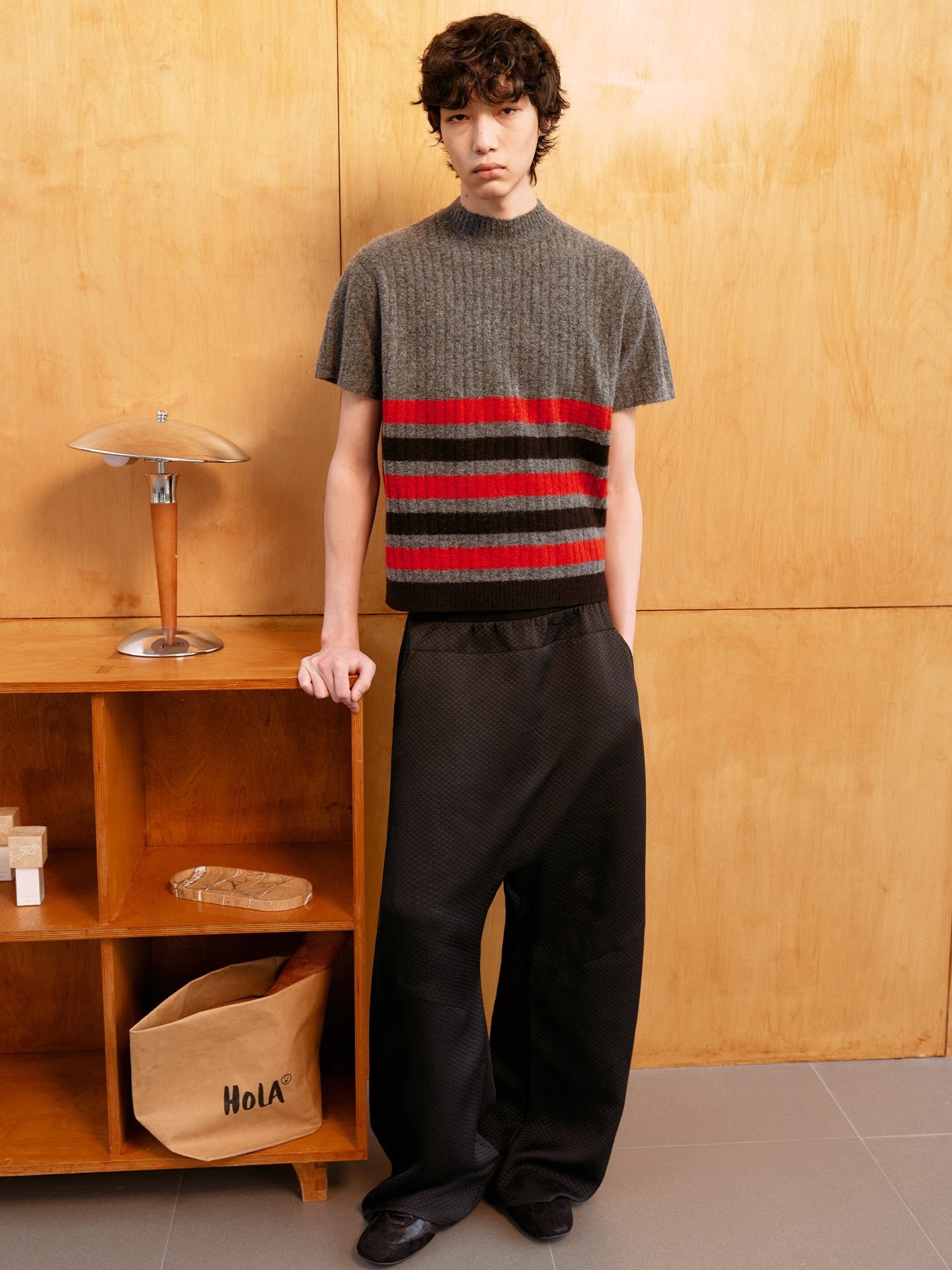 QUILTED LOW-RISE PANTS
