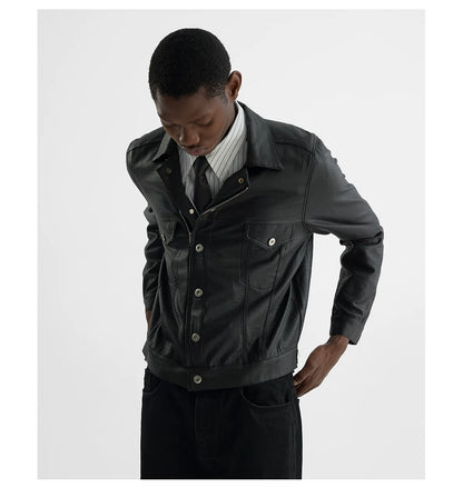 COATED TYPE THREE BIKER JACKET ブラック