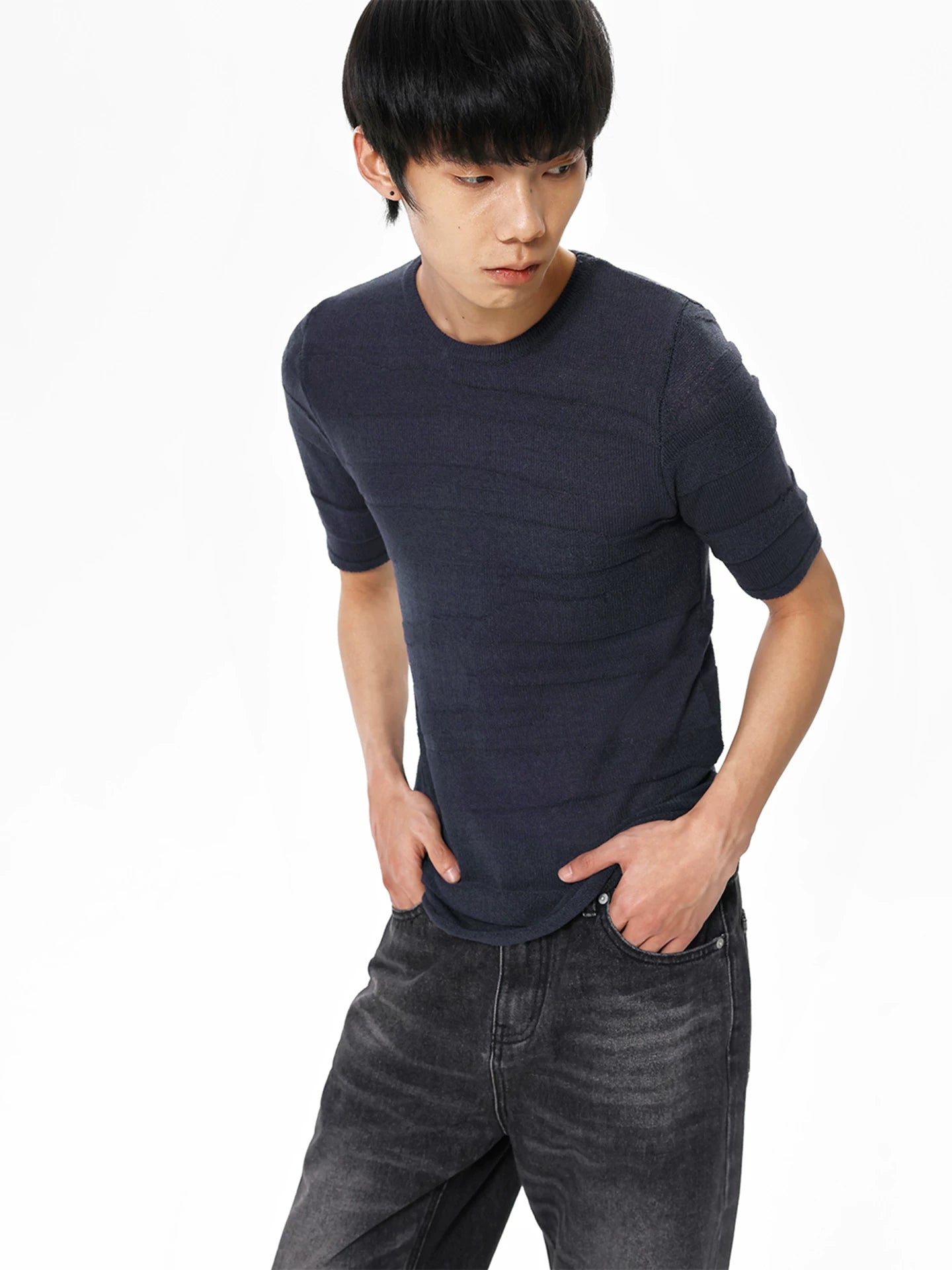 NAVY CAMOUFLAGE KNIT TEE