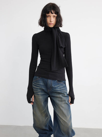 HOODED HALF-FINGER COTTON TOP