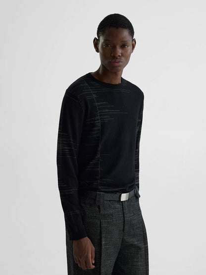 LINE JACQUARD LONG SLEEVE KNIT