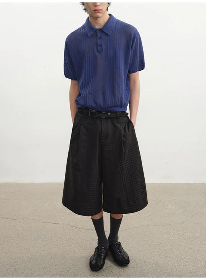 MULTICOLOR PLEATED CHAMBRAY PANTS