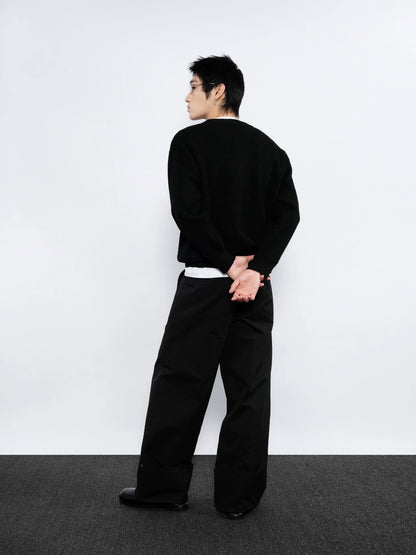 STURDY WIDE-CUFF CASUAL PANTS