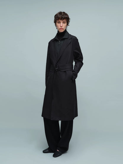 LAYERED BELTED TRENCH COAT ブラック