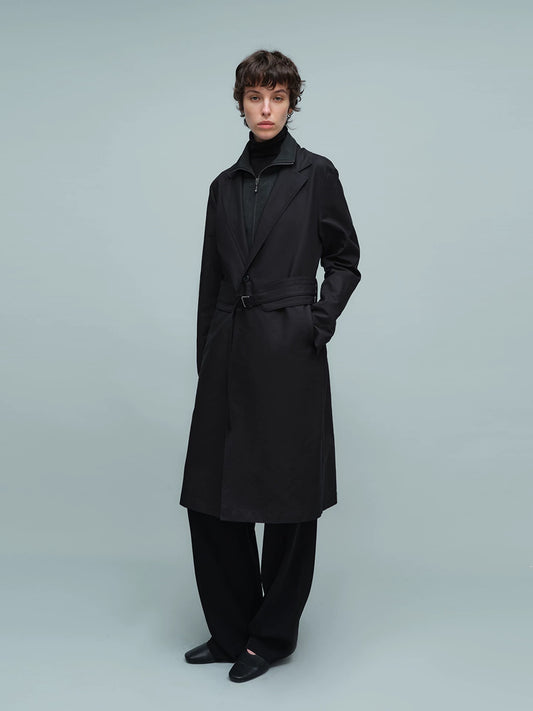 LAYERED BELTED TRENCH COAT ブラック