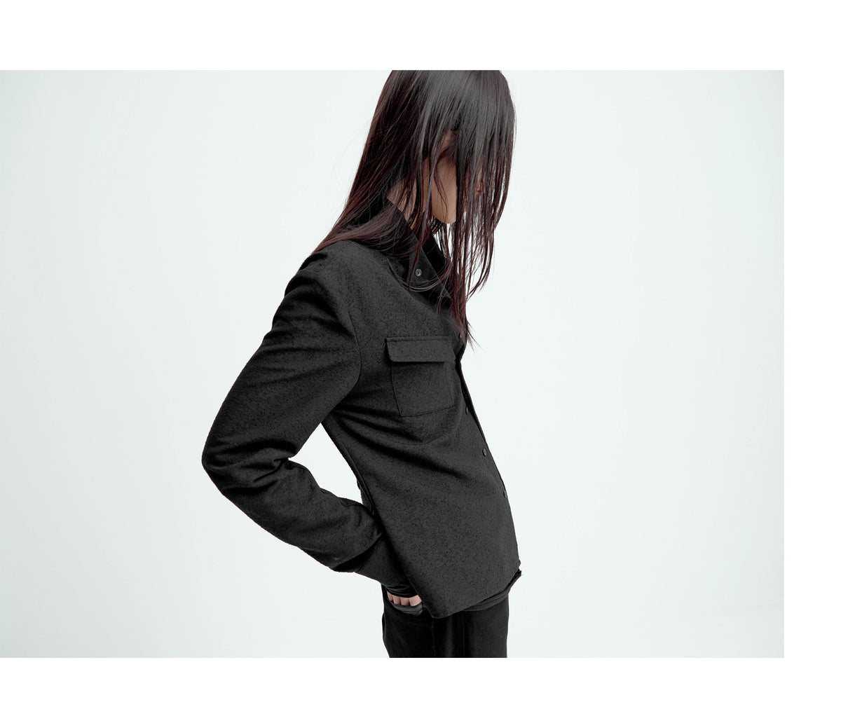 TEXTURED FITTED LONG-SLEEVE SHIRT