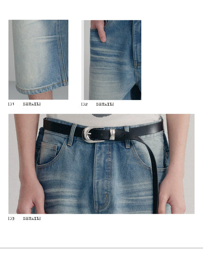 ICE BLUE PLEATED SHORTS