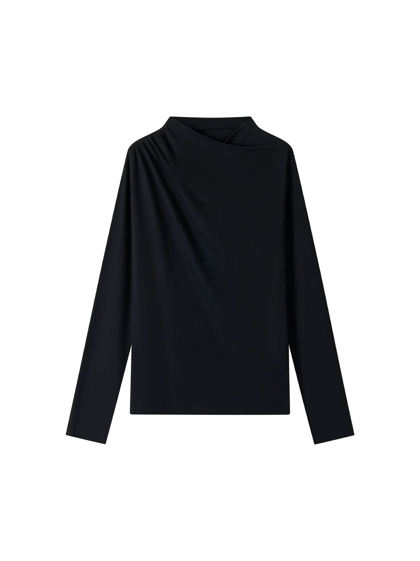 PLEATED HIGH NECK LONG SLEEVE