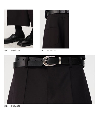 CURVED PLEATED PANTS
