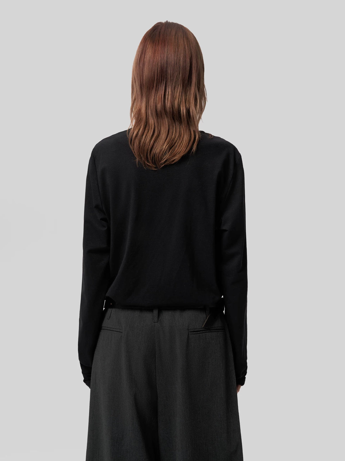 ASYMMETRIC NECK LINEN BLEND LONG SLEEVE TOP 15