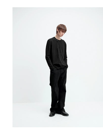 ASYMMETRICAL BUTTON-UP COTTON TOP