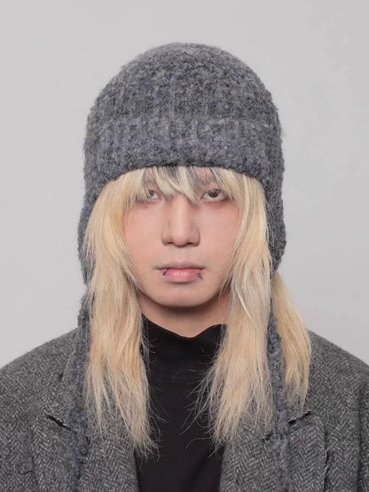 MELANGE EARFLAP KNIT CAP 1