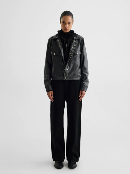 COATED TYPE THREE BIKER JACKET ブラック