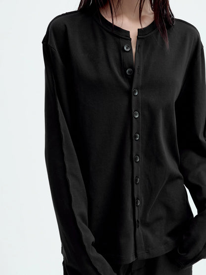 SATIN-TRIM LAYERED CARDIGAN