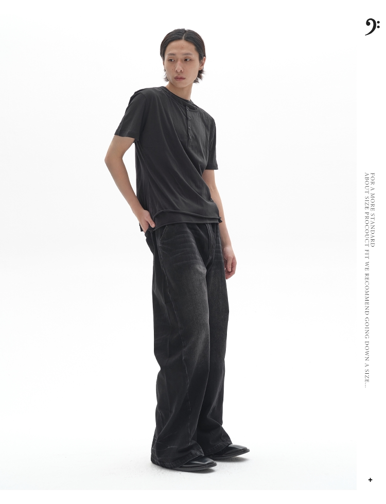 TWO-TONE TWISTED DENIM PANTS