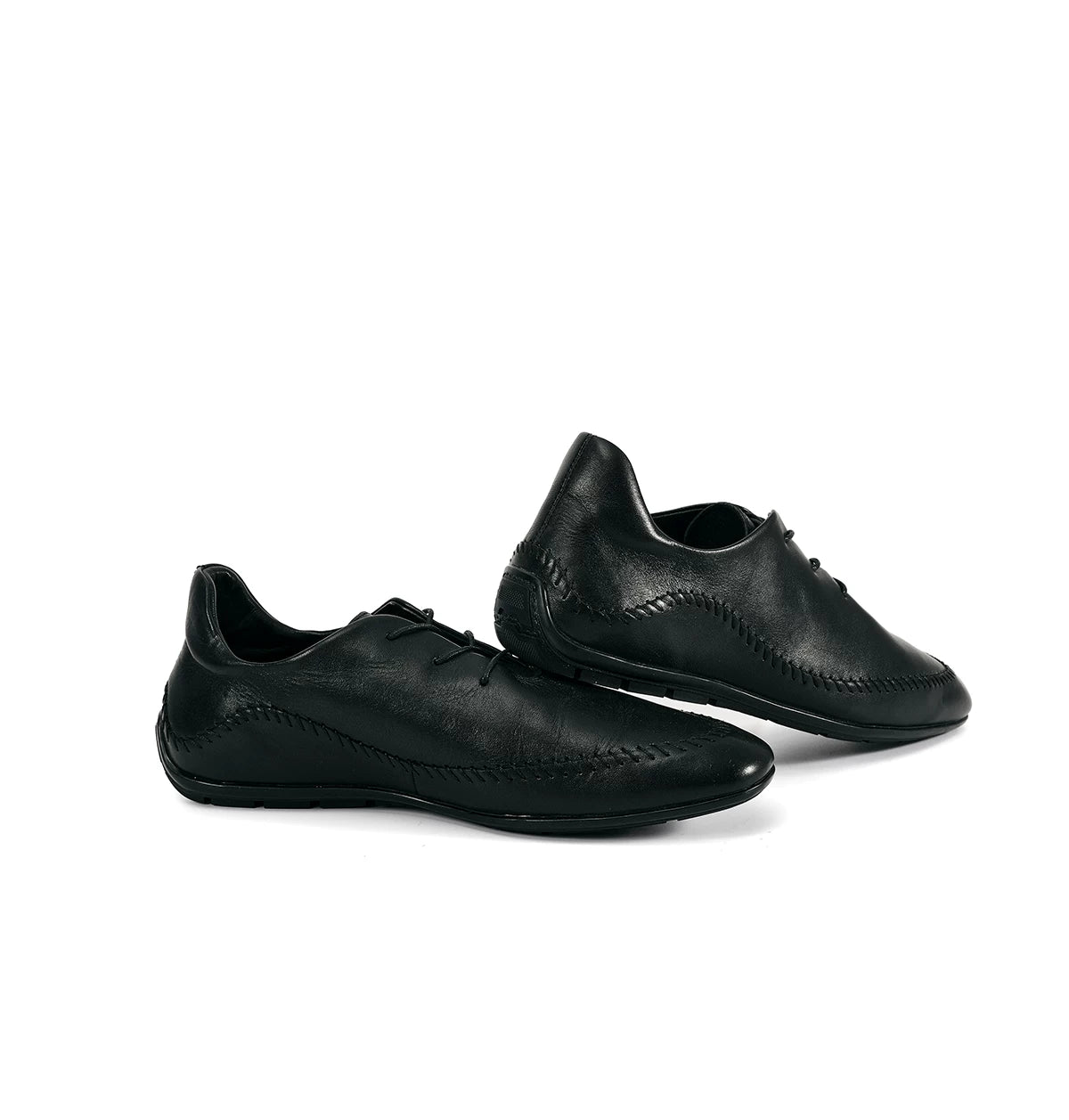 CURVED STITCH LEATHER RACING SHOES ブラック