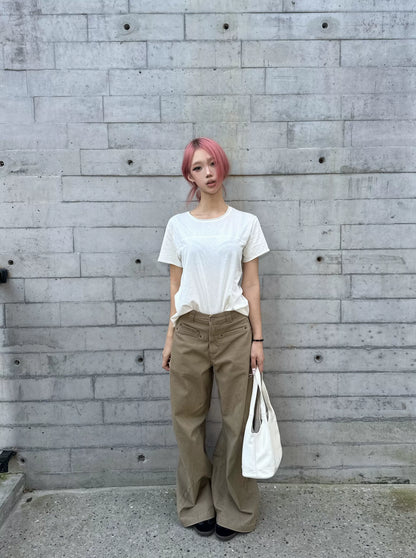 TEXTURED COTTON-LINEN SHORT-SLEEVE TOP