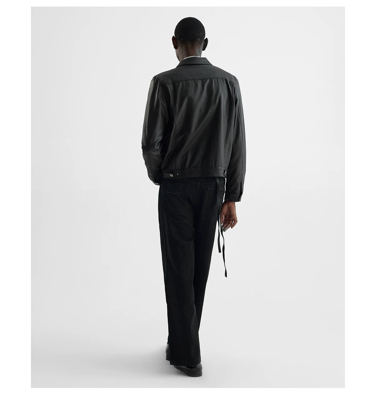 COATED TYPE THREE BIKER JACKET ブラック