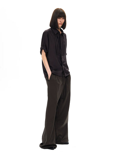 GLOSSY SILK PLEAT SHIRT