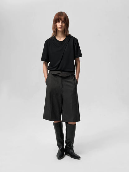 V-NECK DOUBLE LAYER T-SHIRT