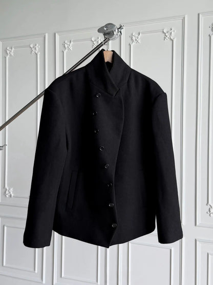 CURVED BUTTON WOOL BLEND JACKET 1