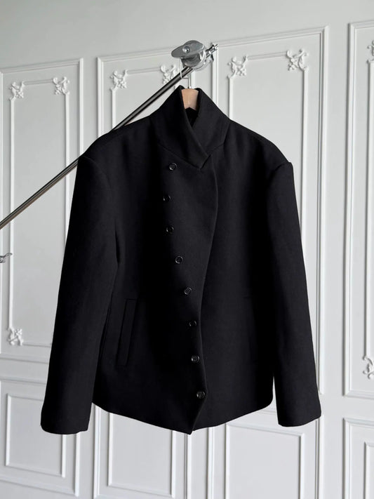 CURVED BUTTON WOOL BLEND JACKET 1
