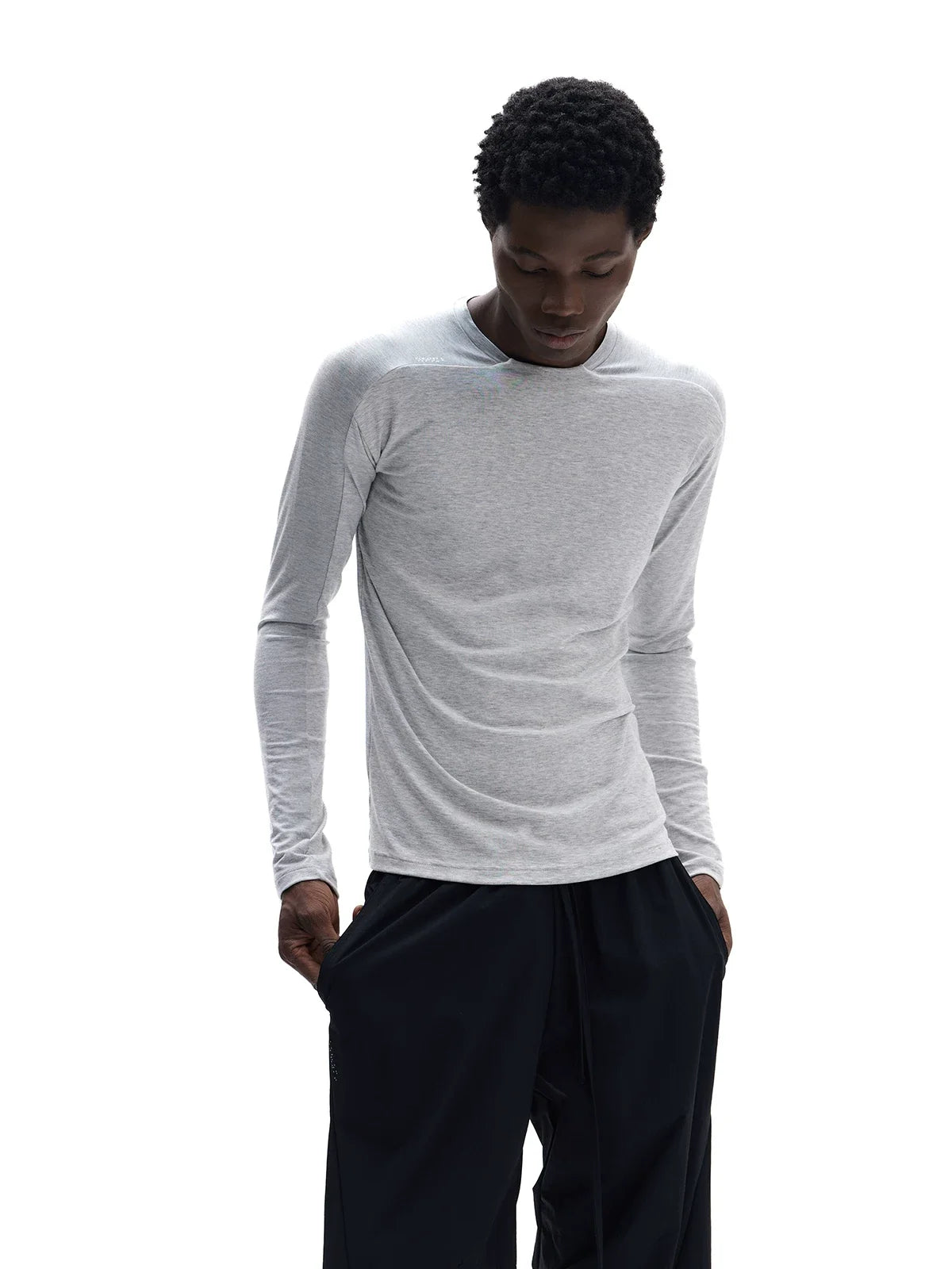 TWO-TONE TENCEL SLIM-FIT TOP
