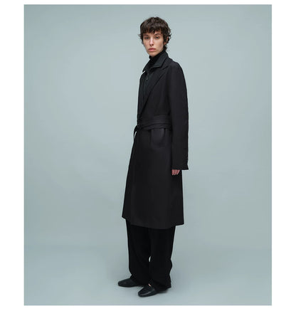 LAYERED BELTED TRENCH COAT ブラック