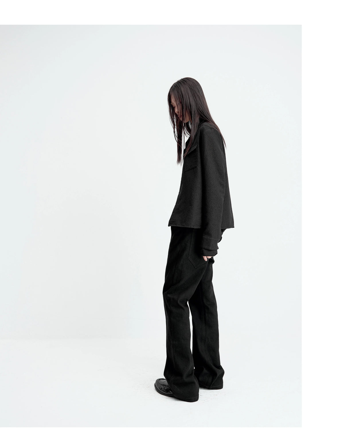 TEXTURED FITTED LONG-SLEEVE SHIRT
