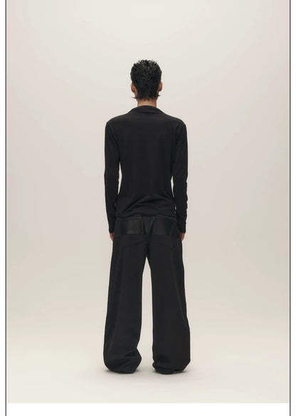 PLEATED HIGH NECK LONG SLEEVE
